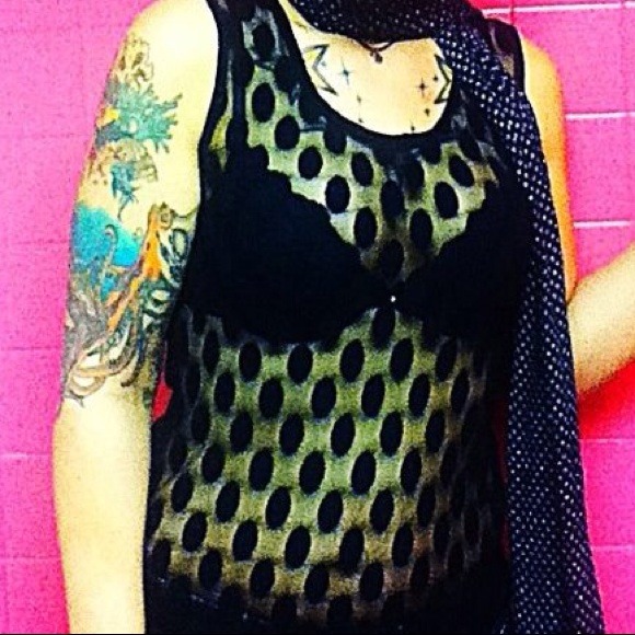 Polka dot sheer tank