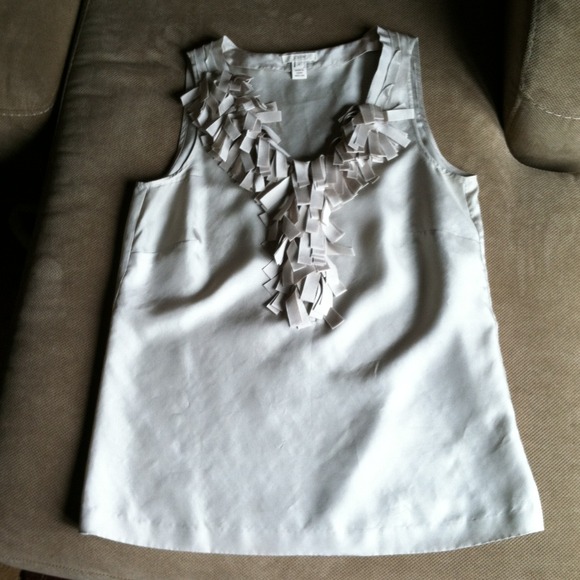 J Crew silk taupe top.