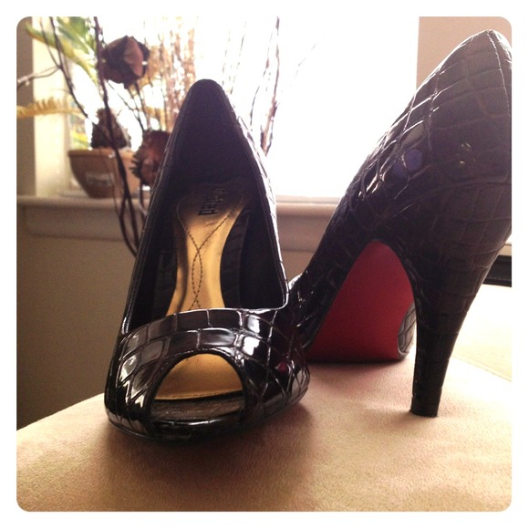 Unlisted, peep toe shoes, red soles