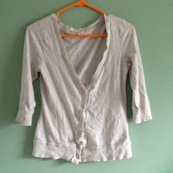 Beige/gray 3/4 sleeve cardigan