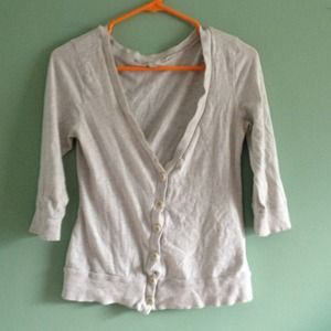 Beige/gray 3/4 sleeve cardigan
