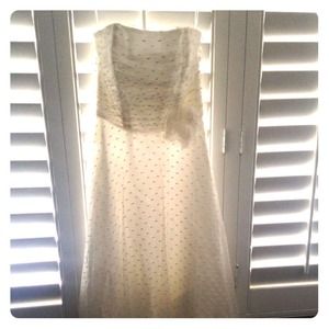 Tea length dot tulle bustier dress