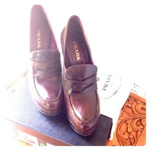 Prada Dark Brown Platform Oxford loafer