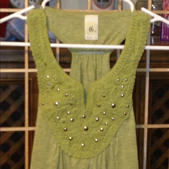 Green racer back tank top