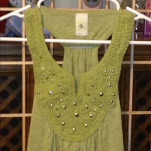 Green racer back tank top