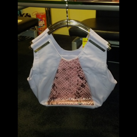 Lavender Faux Snakeskin & Leather Bag