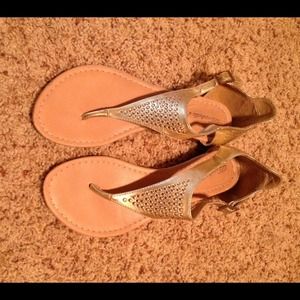 Gold sandals with studs