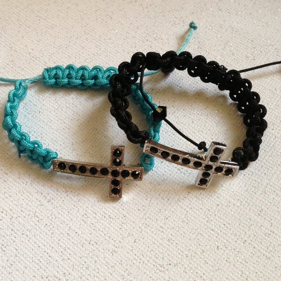Two child's woven cross bracelets