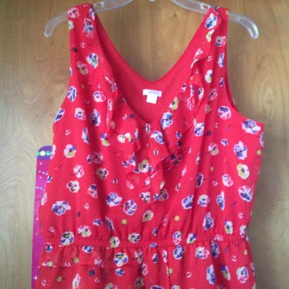 Red floral dress