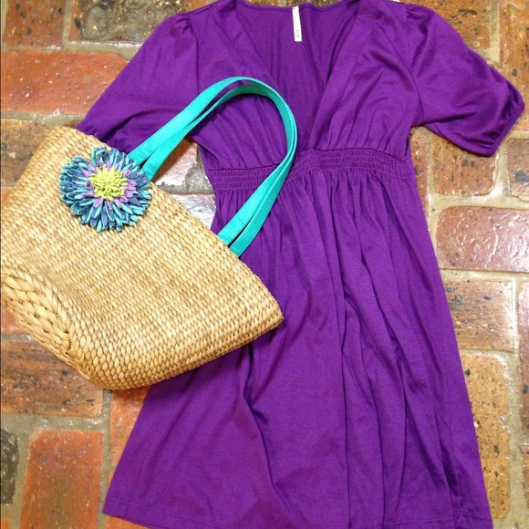 SOLD beach dress and straw bag