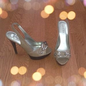 Taupe Guess Slingback Heels