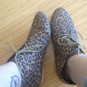 Leopard lace up booties