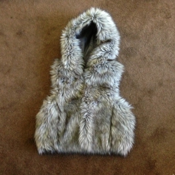 Gray and black fur vest