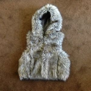 Gray and black fur vest