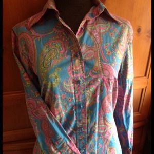 Paisley button down blouse.