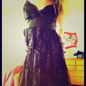 Cute black lace dress.