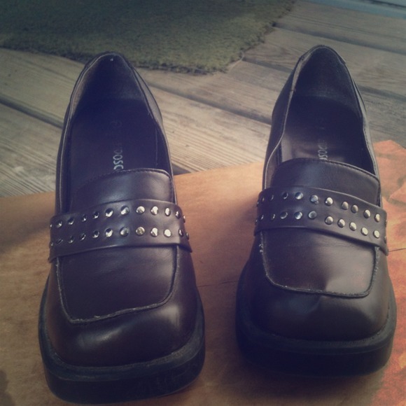 Dark brown wedge heel loafer