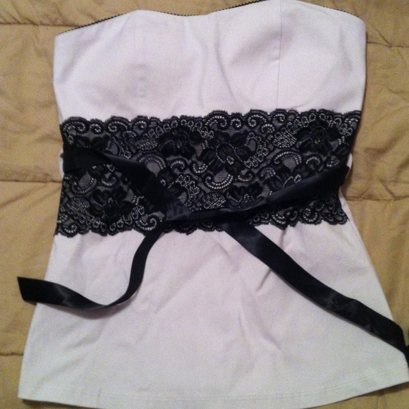 Body c lace tube top and silver sequin shirt.