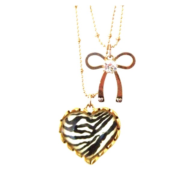 Betsey Johnson gold zebra heart necklace with now