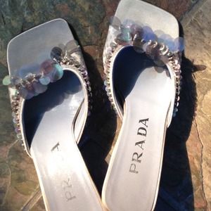 Silver Prada slides