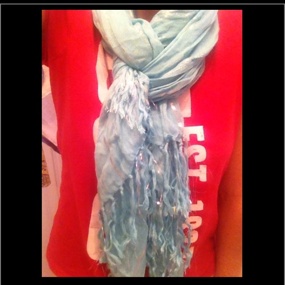 🚫SOLD🚫Sky blue scarf/wrap w/silver threads