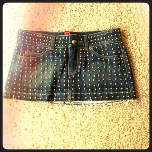 Grommet denim micro mini