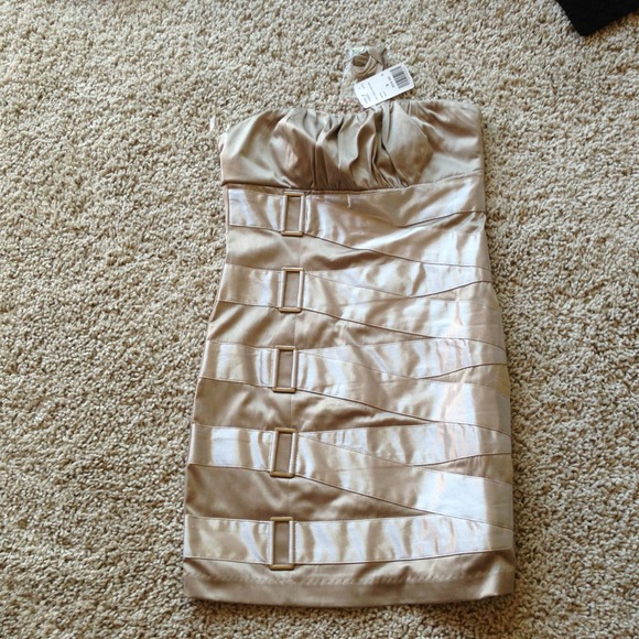 Strap detail taupe dress