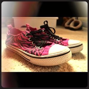Neon pink zebra rave sneaks