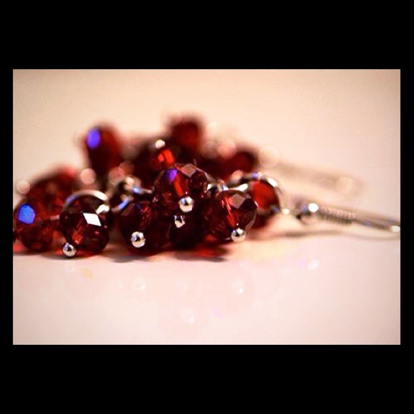 Beautiful ruby red dangling earrings