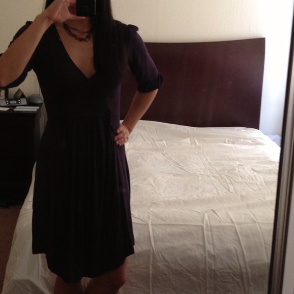 Dark purple vneck dress
