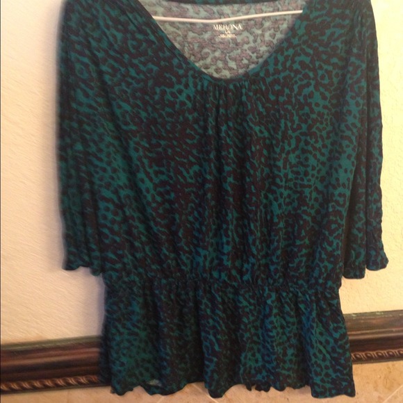 Green and blue blouse