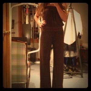 Brown bunched romper