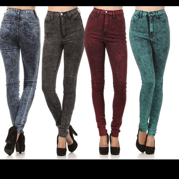 High Waist Acid Wash Jeans