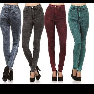 High Waist Acid Wash Jeans