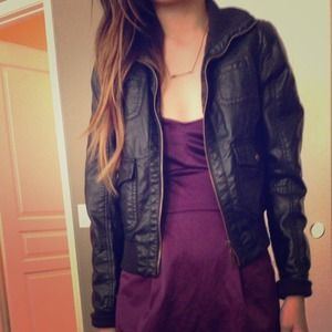 Faux Leather Bomber Jacket