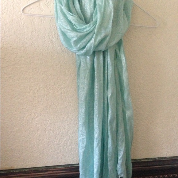 Aqua green with silver sparkles
