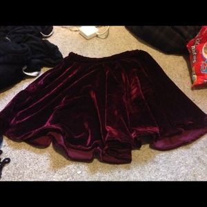 Romwe red velvet circle skirt.