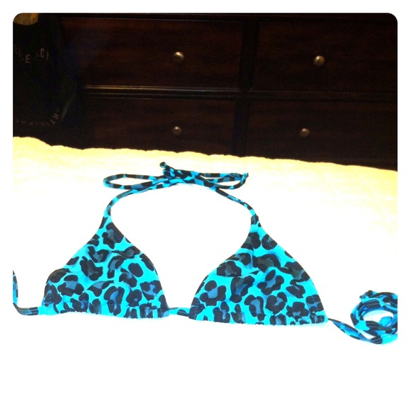 Blue leopard bathing suit top