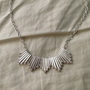 J. Crew Antiqued Silver Accordian Crystal Necklace