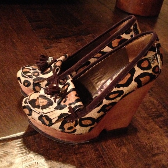 Sam Edelman Leopard Calf Hair Wedges
