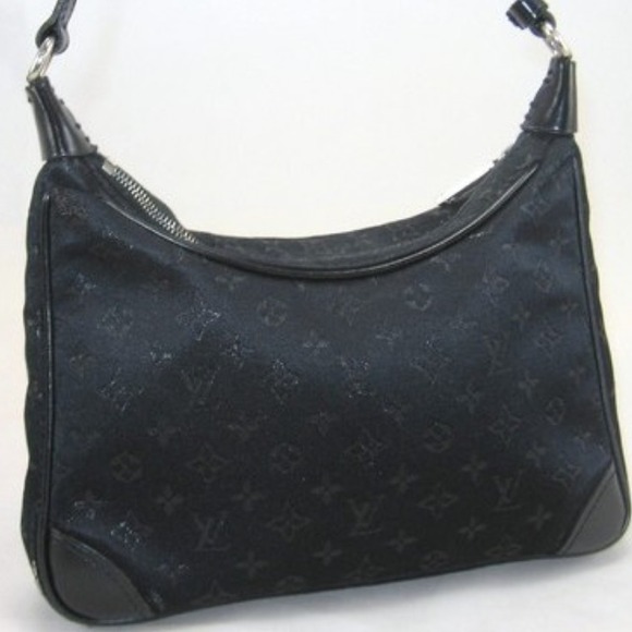 Authentic Louis Vuitton Black Satin Mini Boulogne