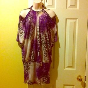 Funky Animal Tunic/Mini Dress Split Sleeve O Ring