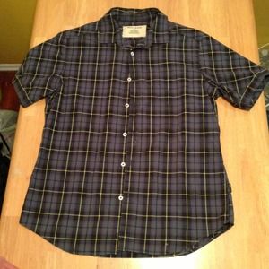 Dkny mens short sleeve plaid shirt
