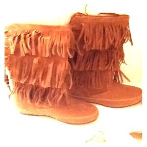 Brown fringe boots bundle