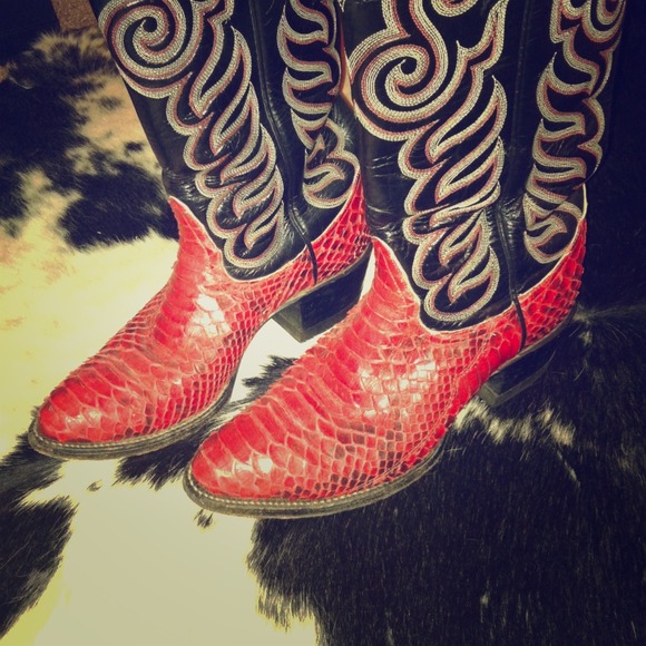 Tony Lama real python and leather cowgirl boots
