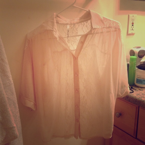 Lace back cream blouse