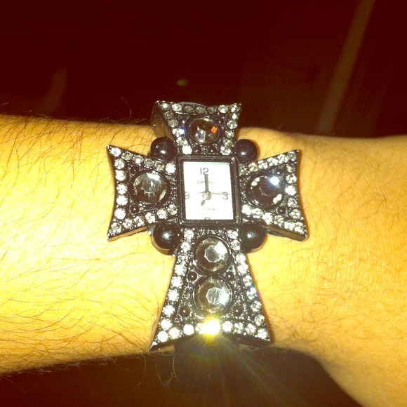 Black Cross Diamond bracelet/watch.