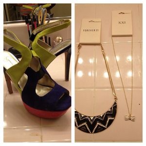 JS heels/ forever necklaces bundle