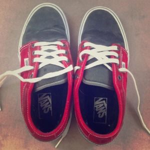 Red and grey vans size 6.5 in men's