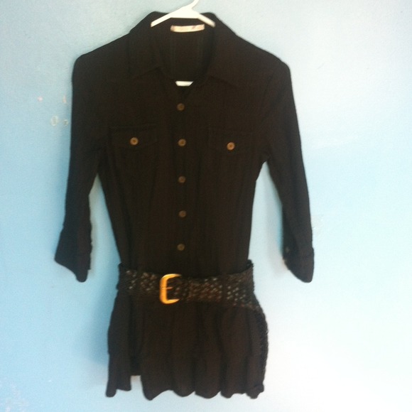 Black Shirt Dress - Picture 1 of 3